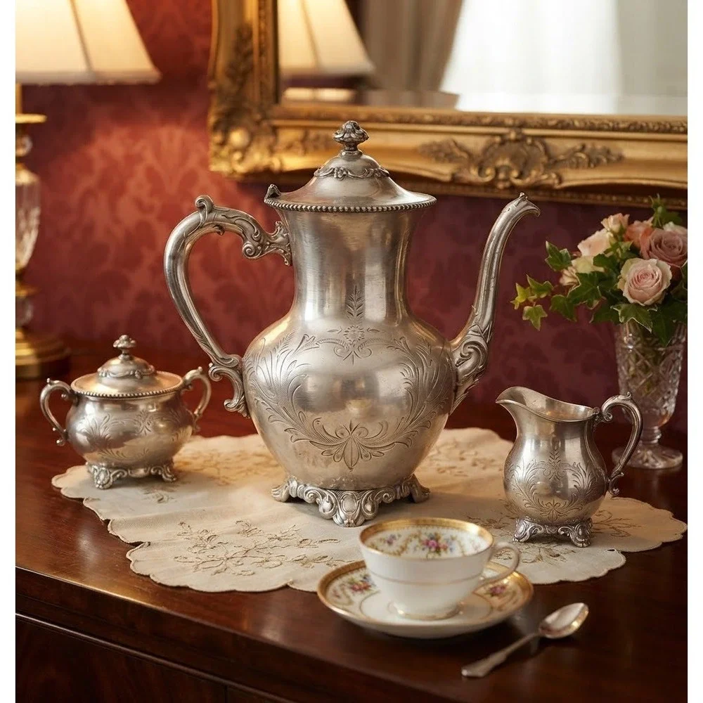 Antique Knickerbocker Silver Co Quadruple Plated 922 Coffee Pot Victorian 9.5in